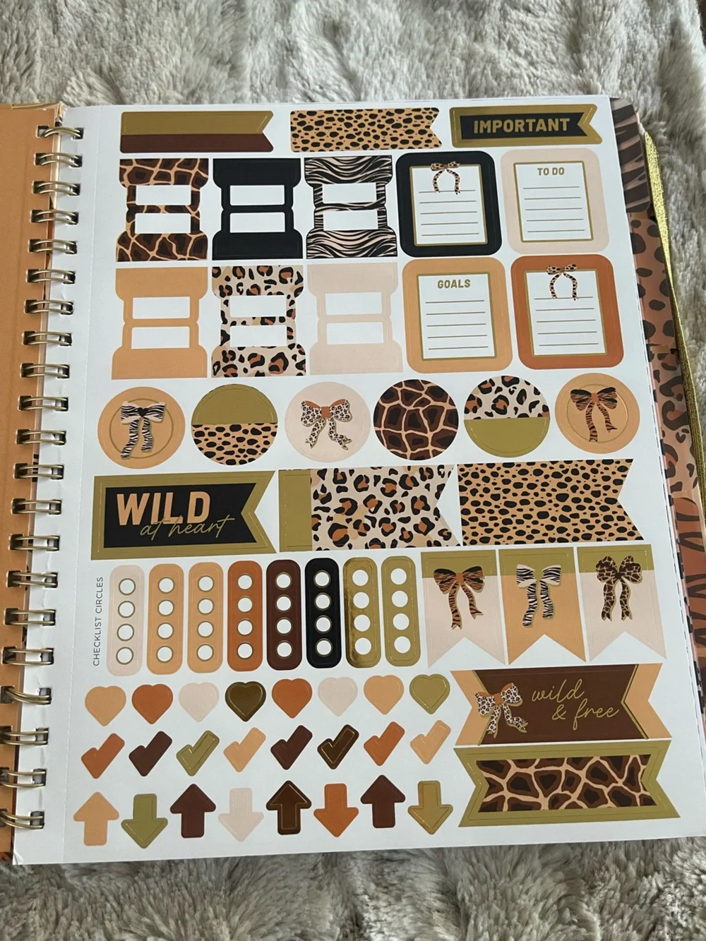 NWT James Burke Collection 5-Subject Notebook Animal Print Bows Stay Wild & Free